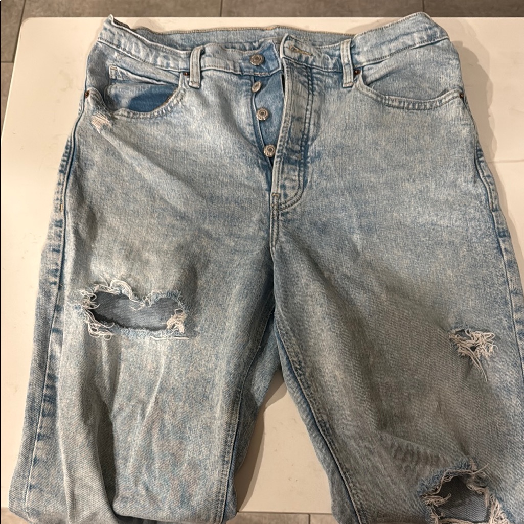 Old Navy Sky-Hi Straight Leg Jeans With Distressed Details